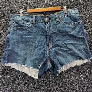 Levis 541 Athletic Taper women's Denim Shorts Blue Cut Off Raw Hem W36